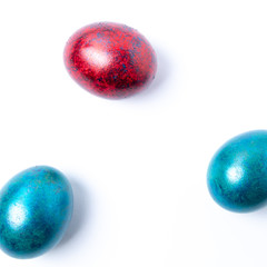 Easter concept. Hand painted colorful easter eggs on white background