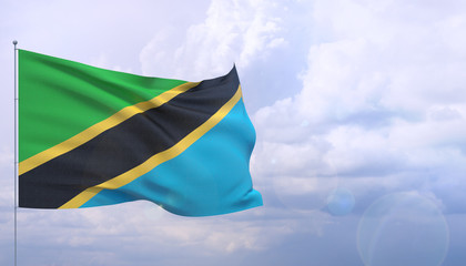 Waving flags of the world - flag of Tanzania. 3D illustration.