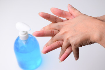 people healthful washing clean hand with liquid alcohol gel medical prevention of coronavirus