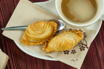 Curry Puff Breakfast with Coffee in the Morning.