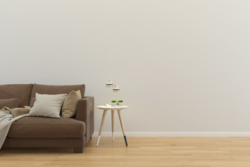 living room interior. 3d render background wood floor wooden wall template design mock up copy space