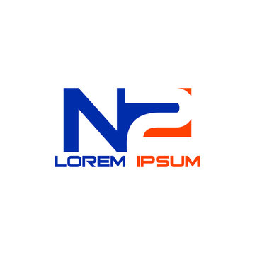 Initial letter and number logo, N2, 2N, N, 2, Logo design Vector element
