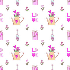 Valentine's Day cute seamless pattern. Vector illustration. 