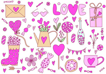 Valentine's Day cute seamless pattern. Vector illustration. 