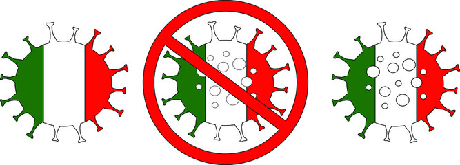 Novel coronavirus (2019-nCoV, COVID-19). Concept of coronavirus quarantine. 2020. No Infection   Bacteria Coronavirus  Dangerous Coronavirus Cell in Italy Isolated Vector Icon.