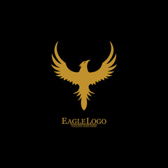 Golden Eagle with Black Background, Vector, Illustration