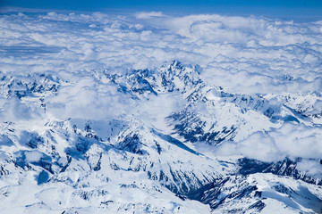 Obraz premium Blue Sky With Clouds from Airplane over Leh,himalaya mountain, India. The Upper Layers Of The Atmosphere.