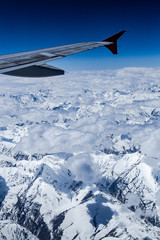 Blue Sky With Clouds from Airplane over Leh,himalaya mountain, India. The Upper Layers Of The Atmosphere.