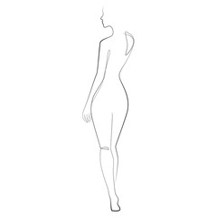 Fototapeta premium Woman’s body one line drawing on white isolated background. Vector illustration