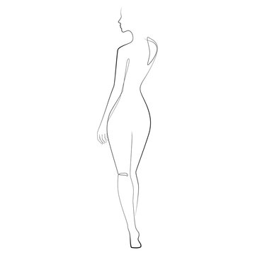 Woman’s body one line drawing on white isolated background. Vector illustration