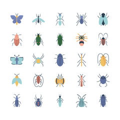 ant and insect concept icon set, flat style