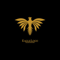 Golden Eagle with Black Background, Vector, Illustration