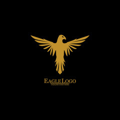 Golden Eagle with Black Background, Vector, Illustration