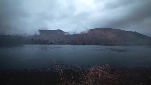 Dramatic Rainy Clouds over Loch Leven in Scotland