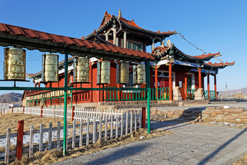 Fototapeta premium MORON, MONGOLIA, March 5, 2020 : Danzandarjaa Monastery is a small monastery built in 1990 after Democratic Revolution to replace the original and much larger monastery (Morongiin Khuree) 