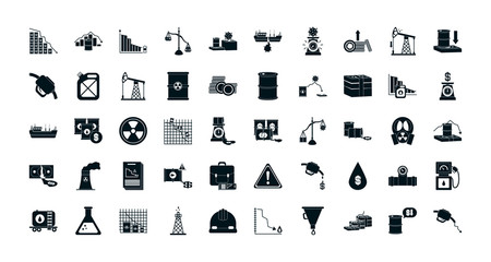 the oil crash concept of icon sett, silhouette design
