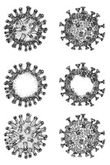 Coronavirus COVID-19. Virus biohazard warning. Futuristic background.