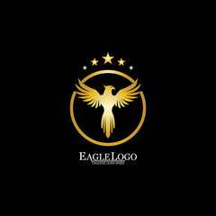 golden eagle with circle logo design