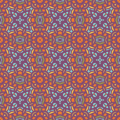 Creative color abstract geometric pattern in orange and violet, vector seamless, can be used for printing onto fabric, interior, design, textile, tiles, pillow.