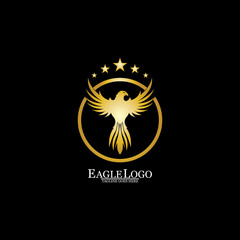golden eagle with circle logo design