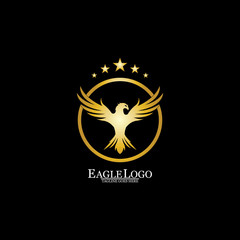 golden eagle with circle logo design
