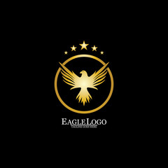 golden eagle with circle logo design