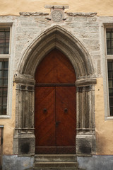 Fototapeta premium Tallinn, Estonia December 7, 2019 Unique door in the old town of the city