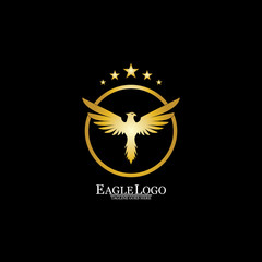 golden eagle with circle logo design
