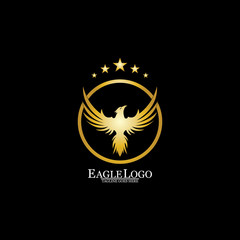 Fototapeta premium golden eagle with circle logo design