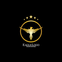 golden eagle with circle logo design