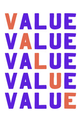 Value Colorful isolated vector saying