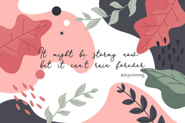 Beautiful floral background with motivational quote - obrazy, fototapety, plakaty