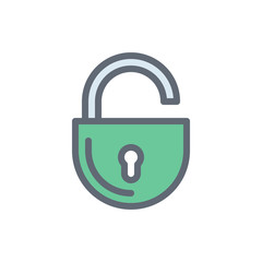 Unlock Vector Colour with Line Icon Illustration.