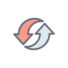Synchronization Vector Colour with Line Icon Illustration.