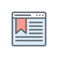 Bookmarking Vector Colour with Line Icon Illustration.