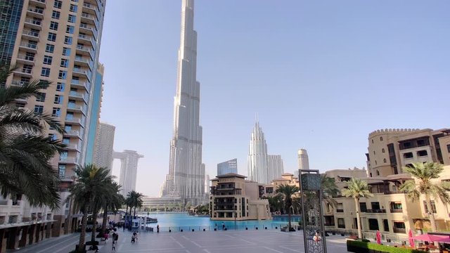 Beautiful scenes from Downtown Dubai | The famous Dubai Fountain, Dubai Mall, Burj Khalifa and Opera house