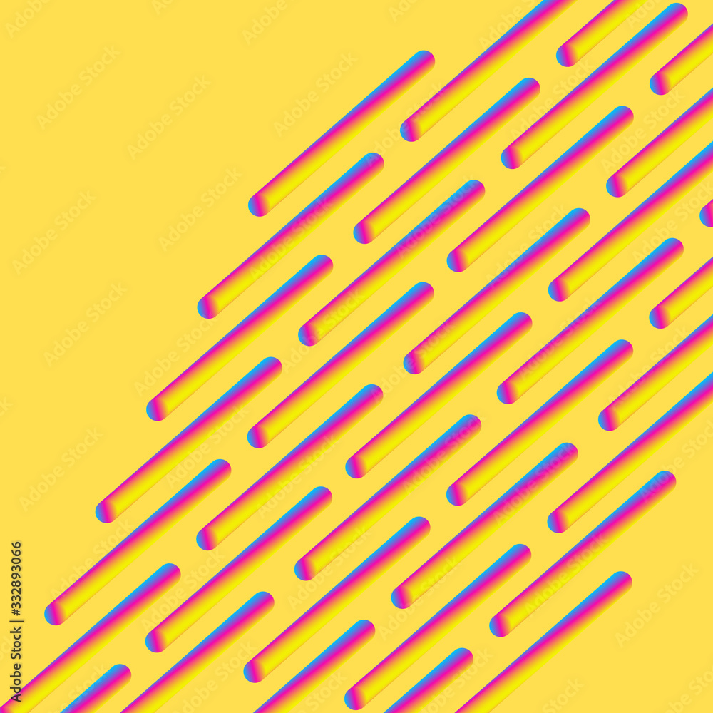 Poster abstract vector template with repeated sticks. composition with multicolored gradient shape and fram