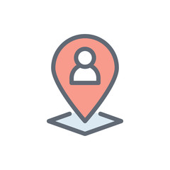 User Location Vector Colour with Line Icon Illustration.