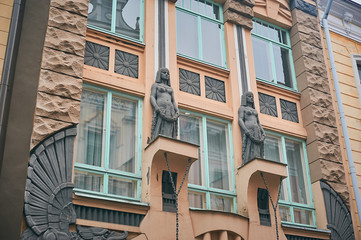 Tallinn, Estonia December 7, 2019 Winter season medieval streets and old town architecture of Estonian capital