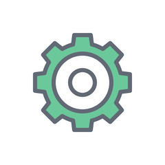 Cog Vector Colour with Line Icon Illustration.