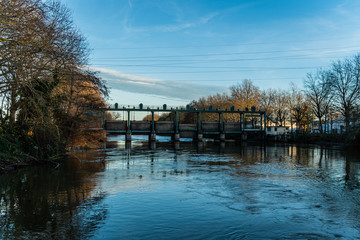 Old weir helping to control the river flow in late afternoon