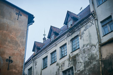 Tallinn, Estonia December 7, 2019 Winter season medieval streets and old town architecture of Estonian capital