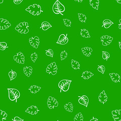 Leaves Seamless vector Pattern. Flat style floral Background. 