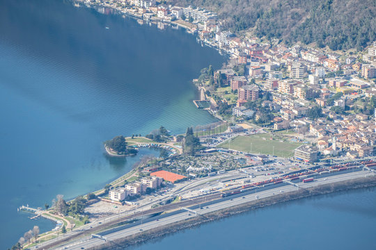 Aerial view of Melide from a Drone