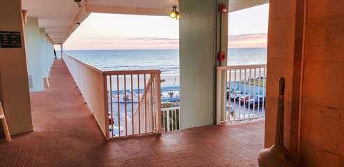 Sunrise at a beachfront motel