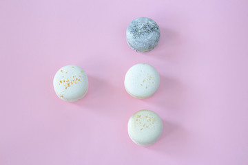Macarons on a pink background