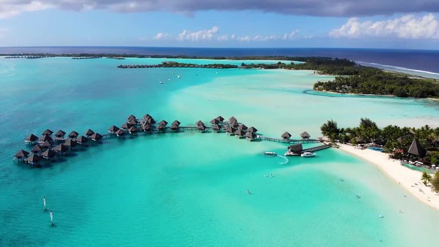Bora Bora in French Polynesia. Blue Lagoon.
