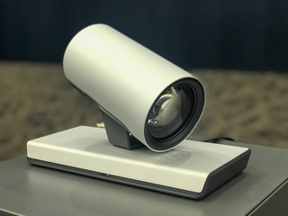 close up of CCTV video camera of conference meeting room