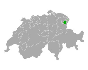 Karte von Appenzell Innerrhoden in Schweiz