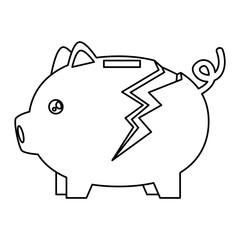 piggy bank broken isolated icon vector illustration design